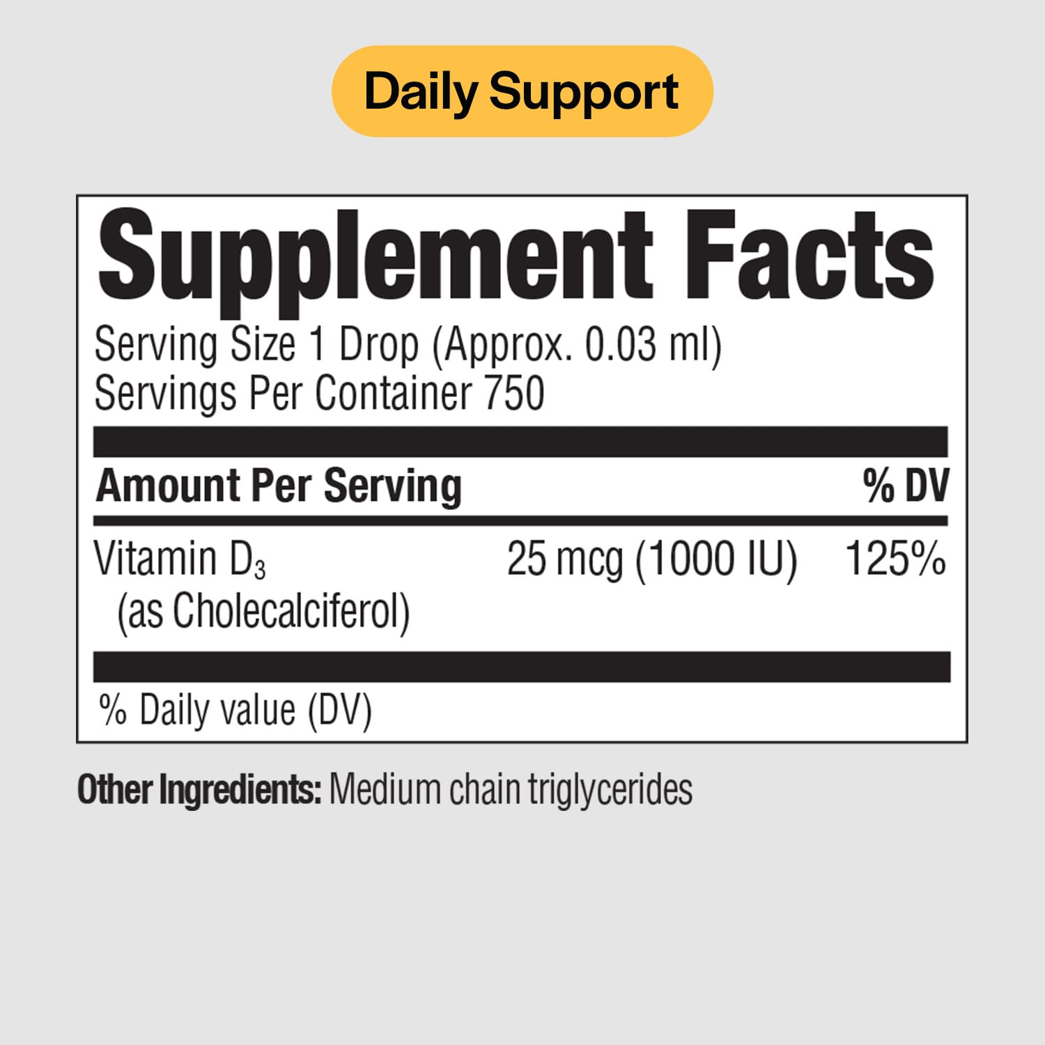 PureFormulas Vitamin D3 Liquid Drops bottle with dropper