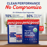 PureGood Organic MCT Oil Powder back view with nutritional information