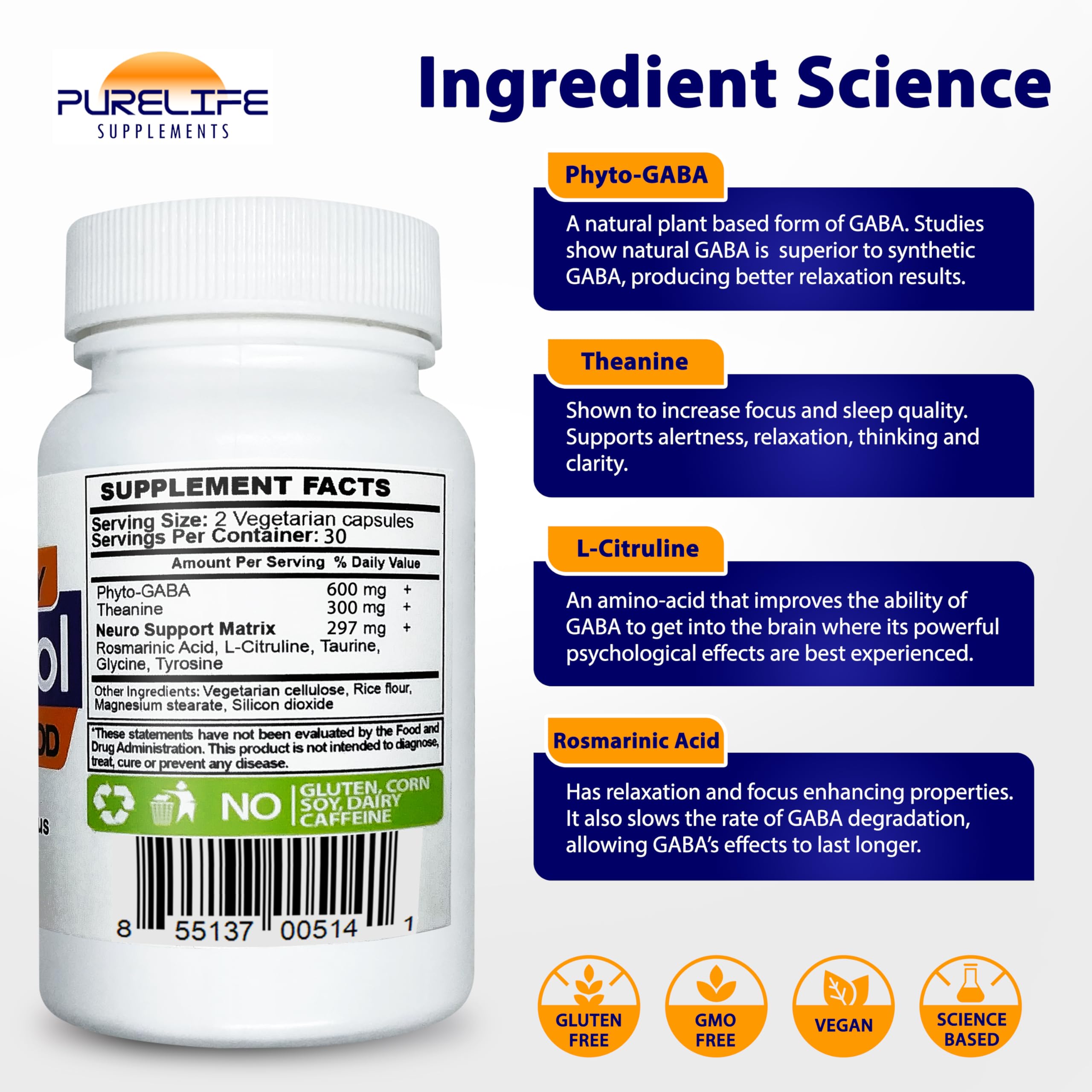 PureLife Gabatrol Daily bottle with a measuring spoon