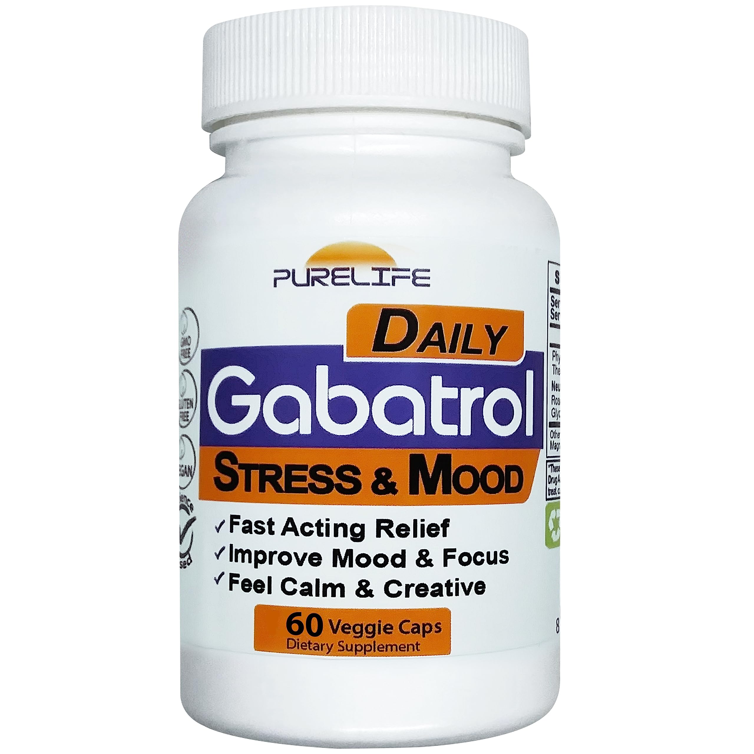 PureLife Supplements Gabatrol Daily 60 Capsules front view