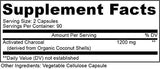 PURELY beneficial Activated Coconut Charcoal Capsules on a wooden table