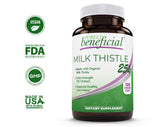 PURELY beneficial Milk Thistle capsules bottle side view