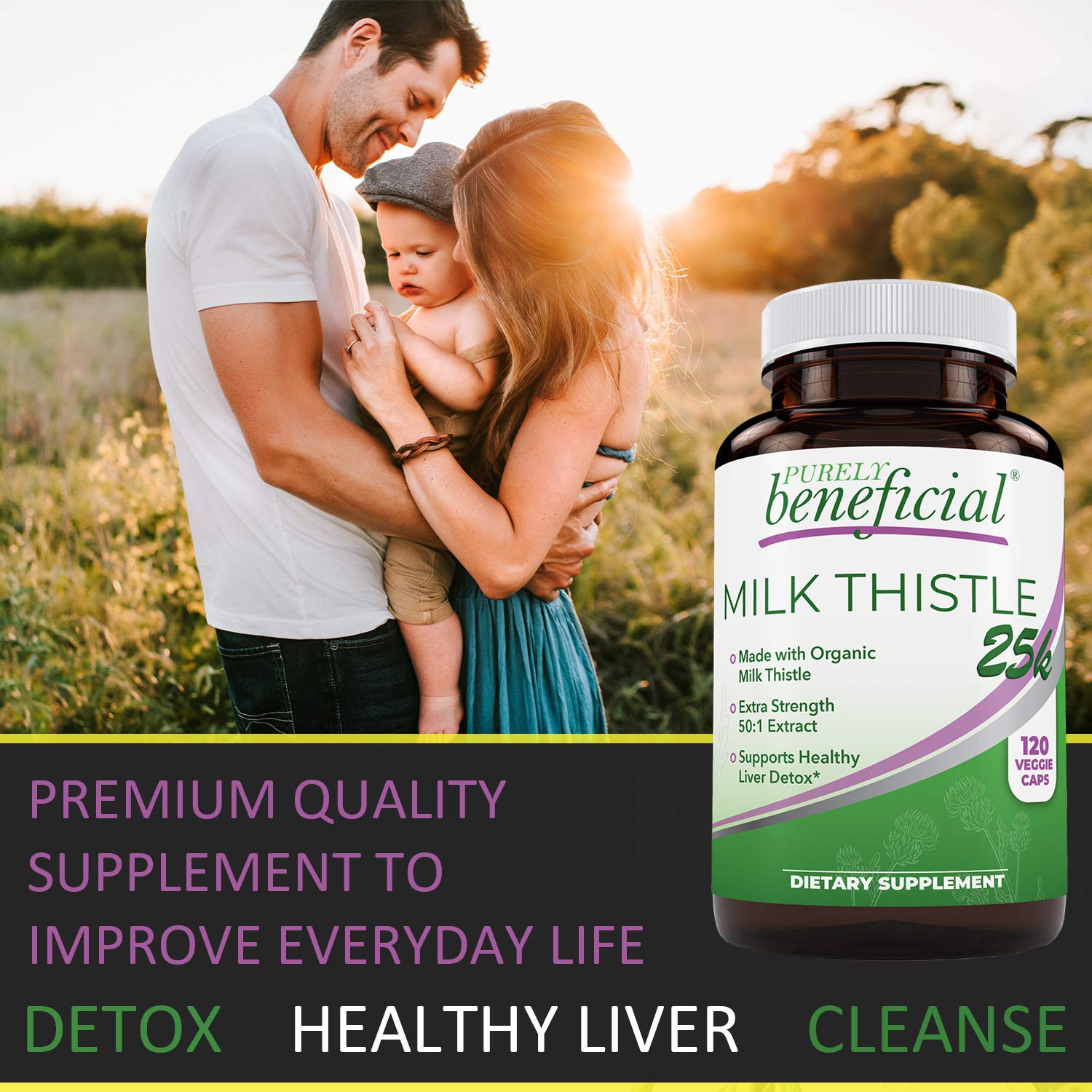 PURELY beneficial Milk Thistle Supplement 500mg back label