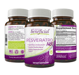 PURELY beneficial Resveratrol Supplement 1450MG front view with packaging