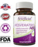 PURELY beneficial Resveratrol Supplement side view of bottle