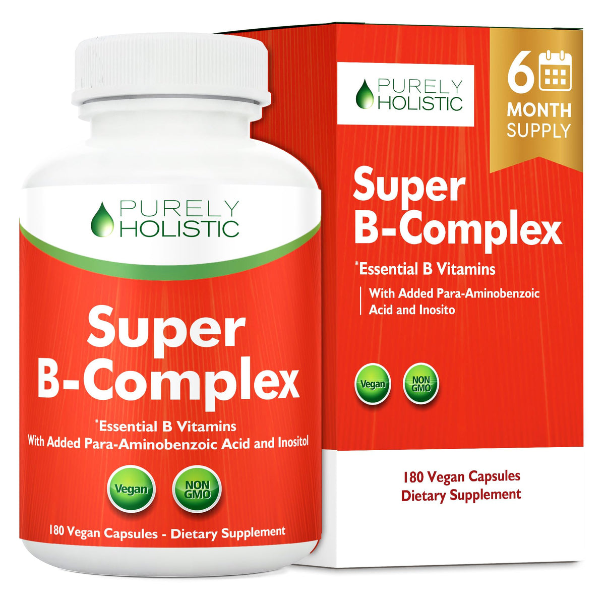 Purely Holistic B-Complex 180 capsules front view