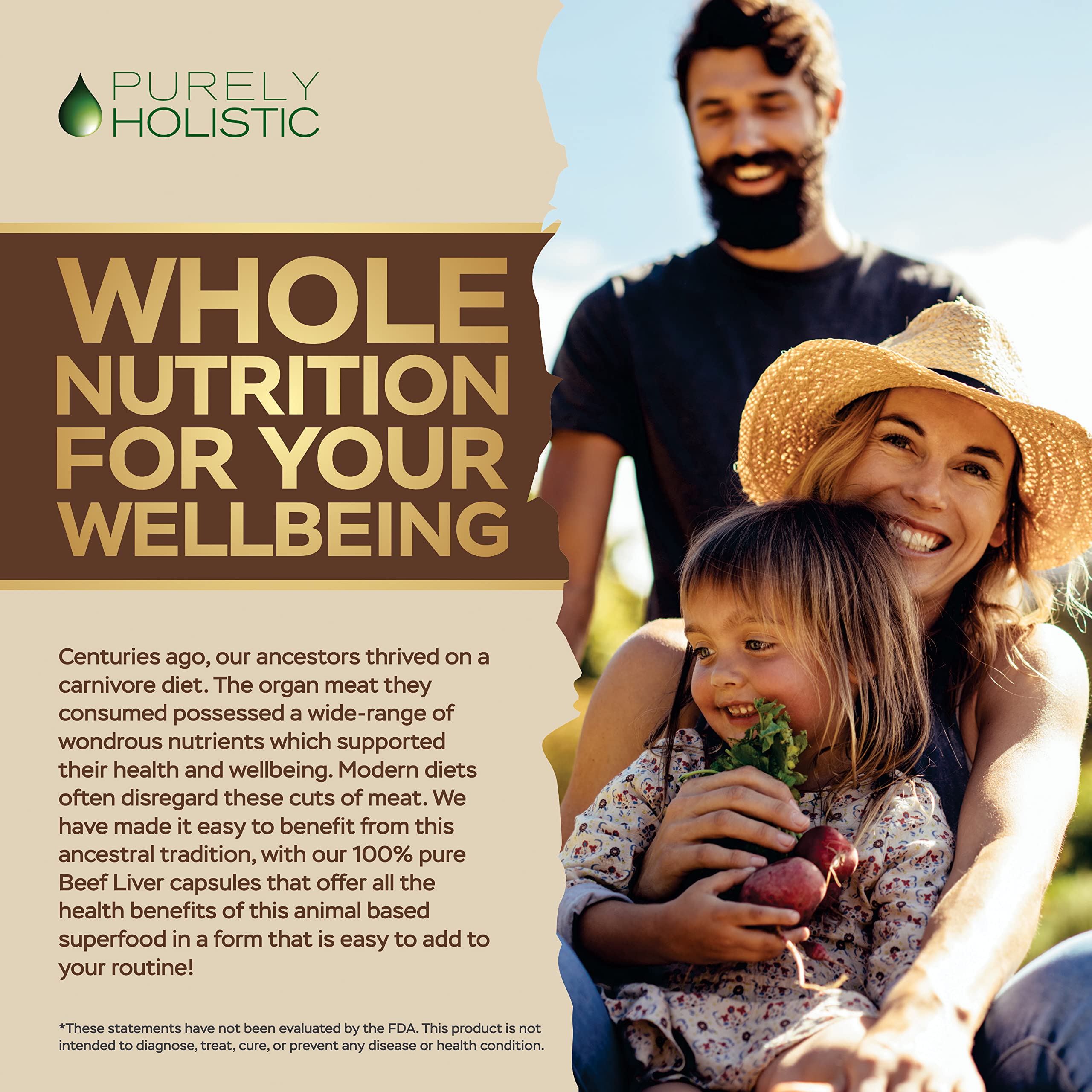 Purely Holistic Beef Liver Supplement 750mg capsules close-up