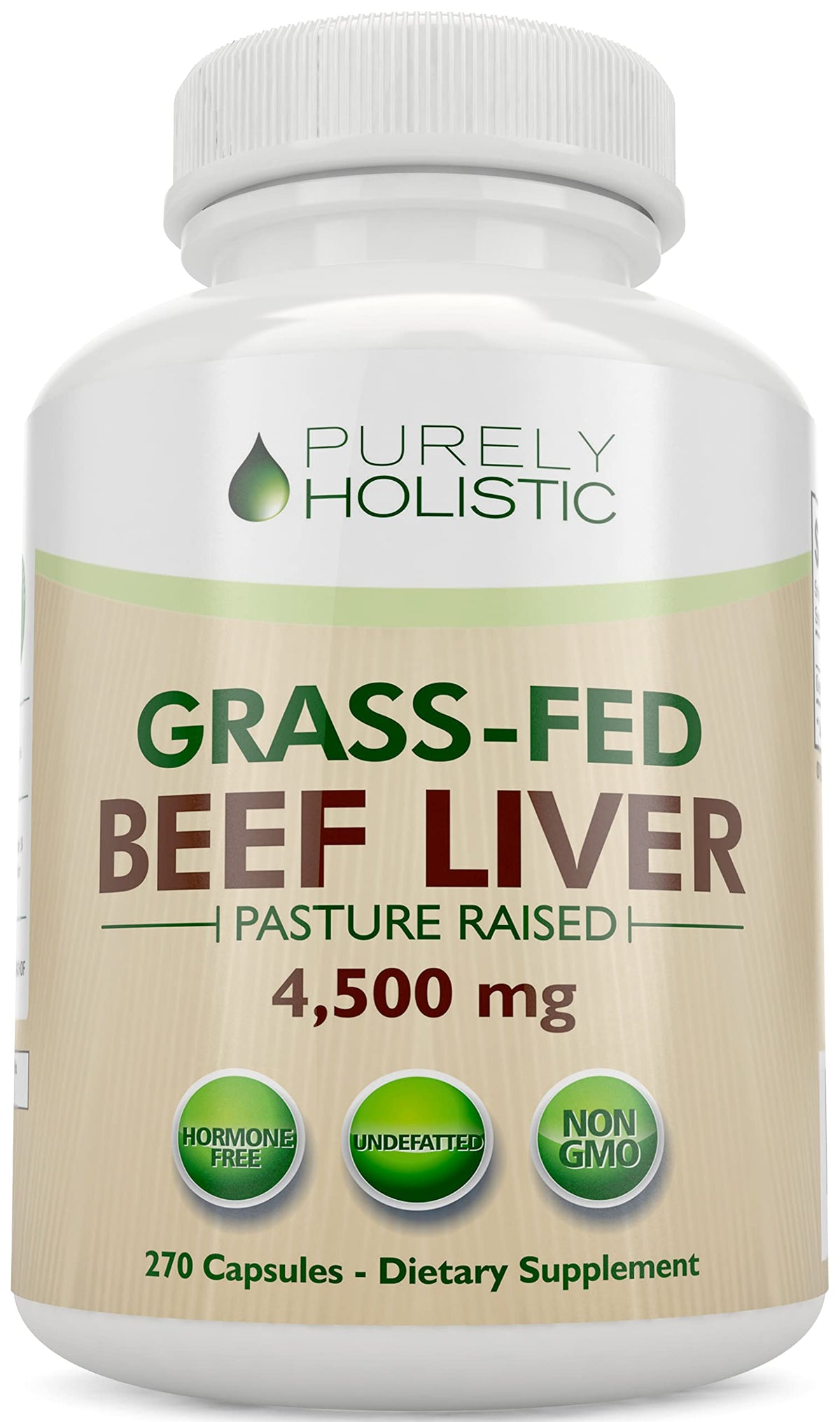 Purely Holistic Beef Liver Supplement 750mg front view