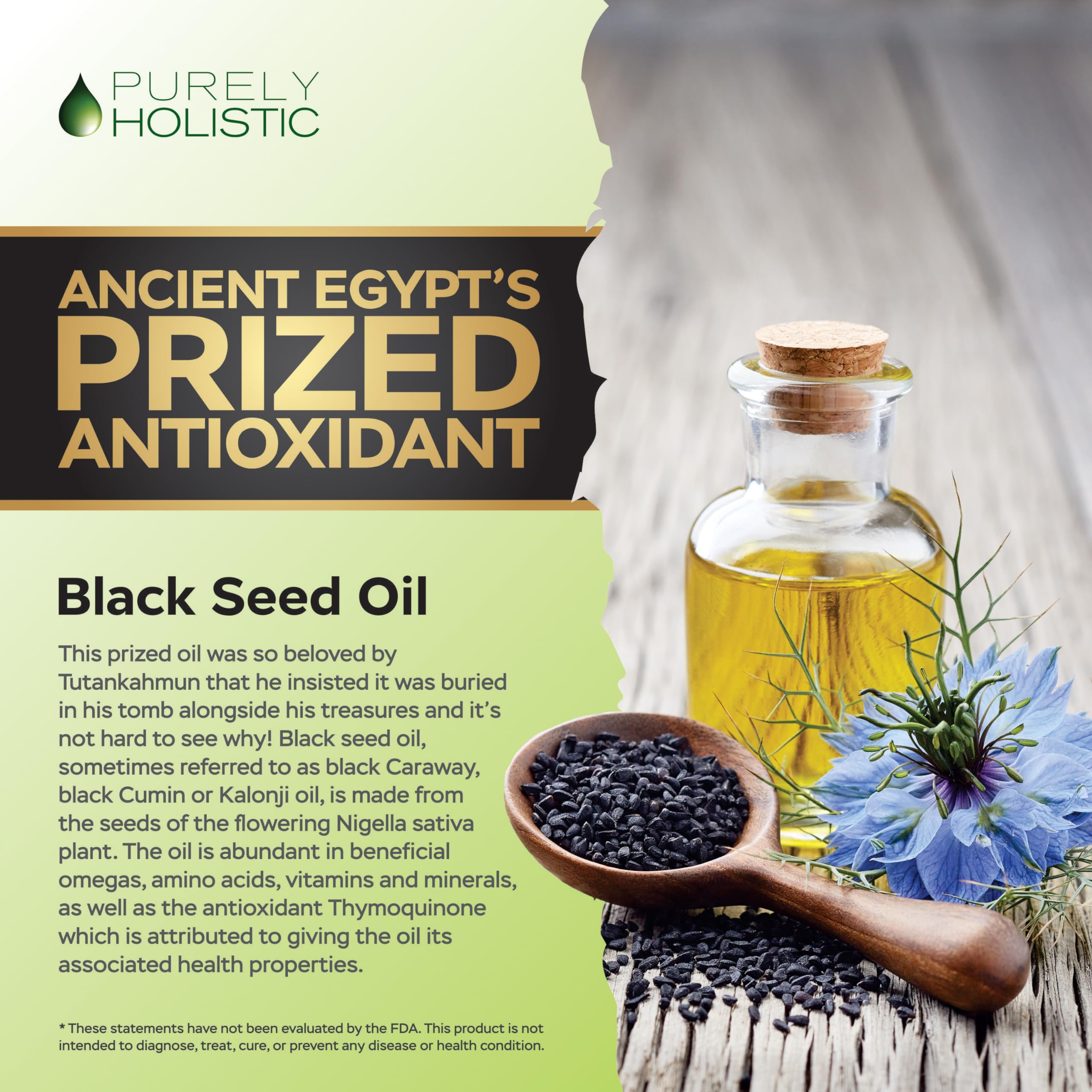 Purely Holistic Black Seed Oil bottle side view