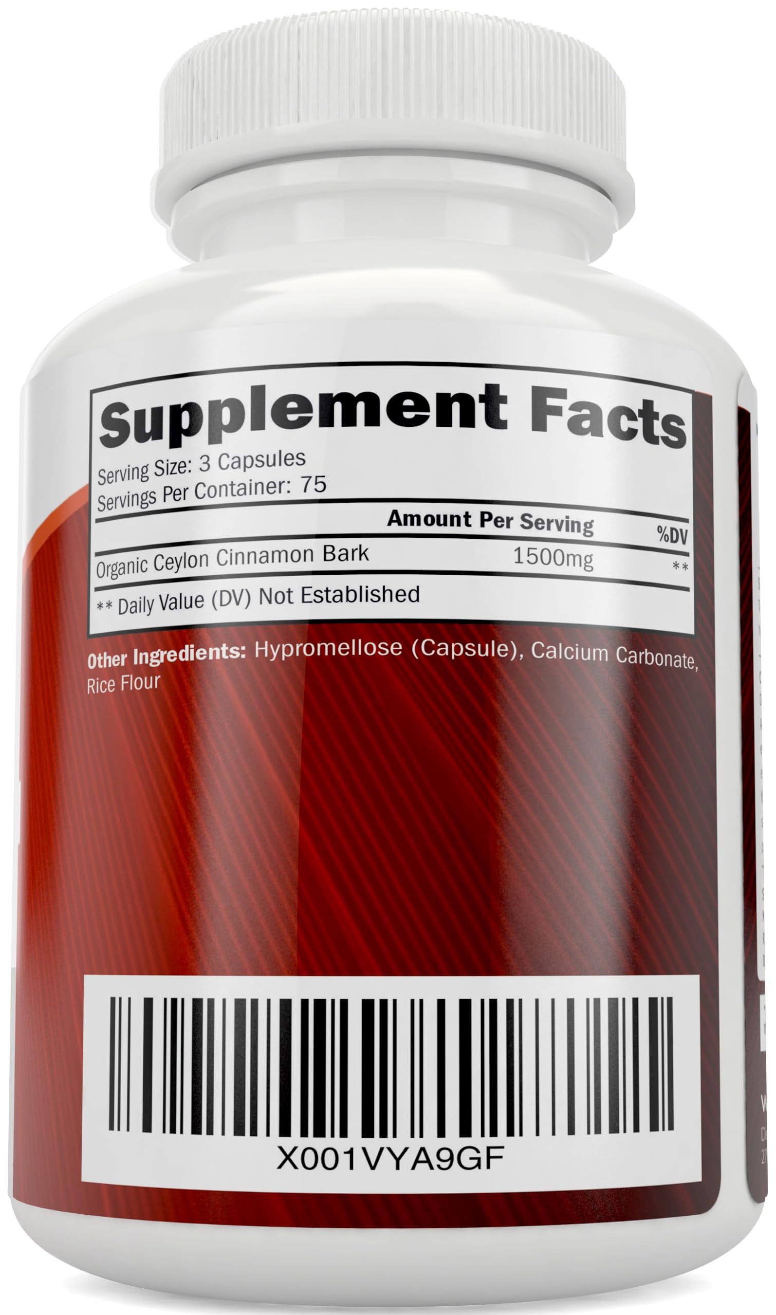 Purely Holistic Ceylon Cinnamon Capsules side view showing label