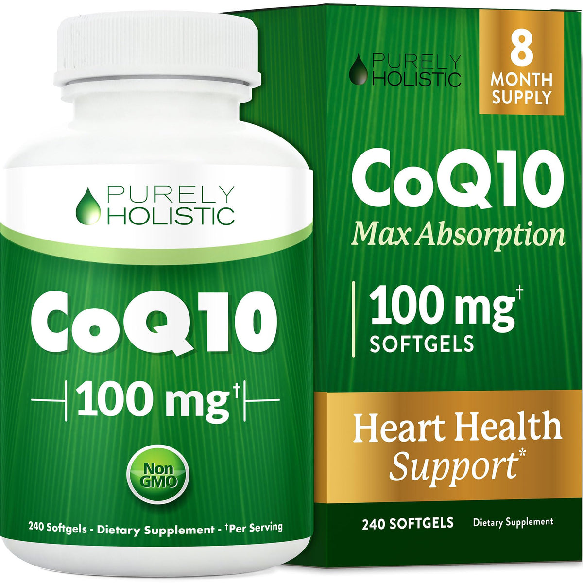Purely Holistic CoQ10 100MG Softgels front view