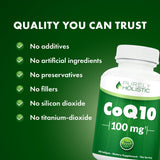Purely Holistic CoQ10 100MG Softgels packaging and label detail