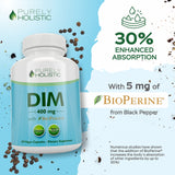 Purely Holistic DIM 400mg Extra Strength Capsules with measuring spoon