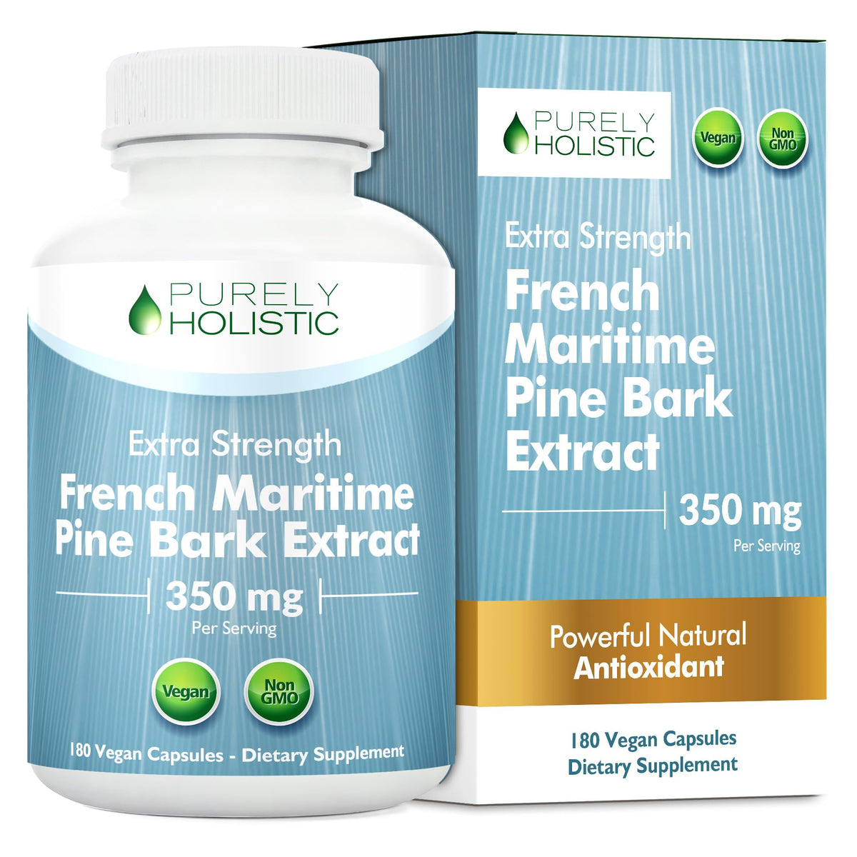 Purely Holistic French Maritime Pine Bark Extract 350mg bottle front view