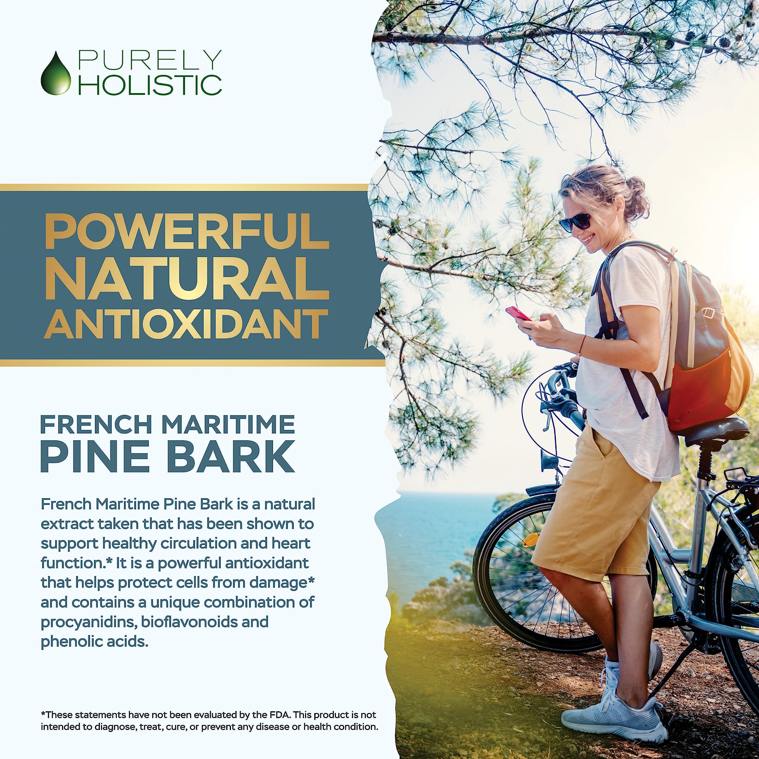 Purely Holistic French Maritime Pine Bark Extract 350mg bottle side view