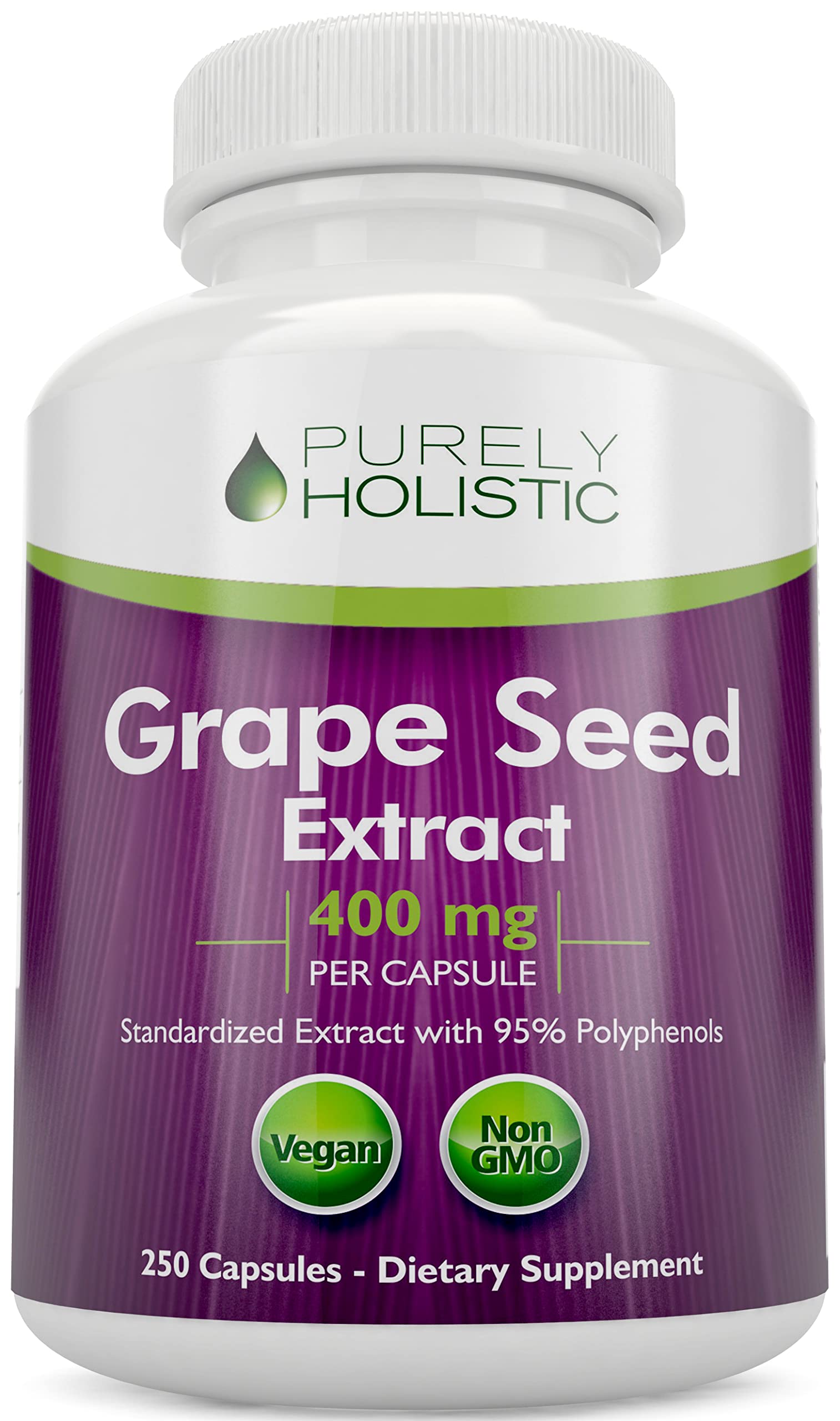Purely Holistic Grape Seed Extract 400mg bottle front view