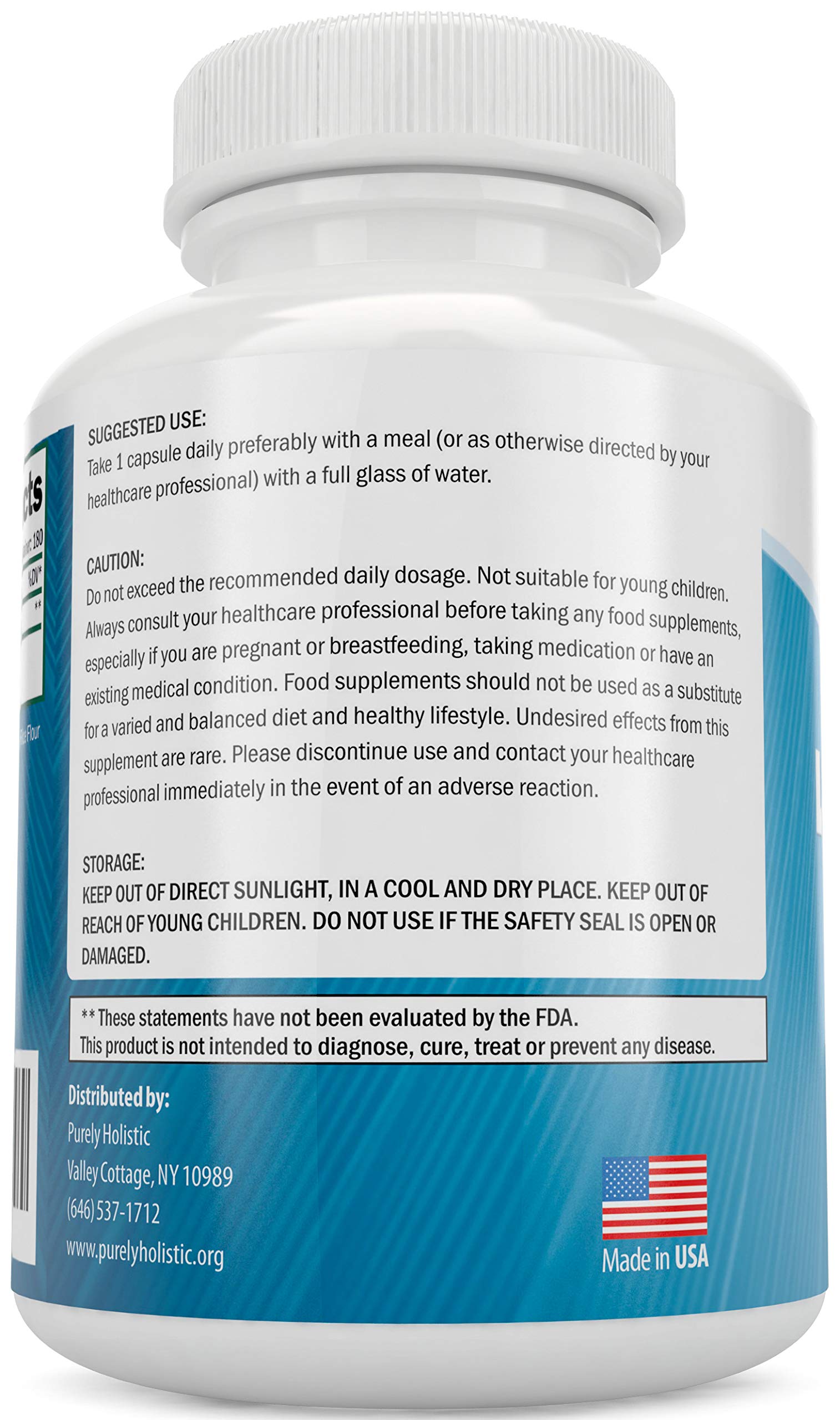 Purely Holistic L-Theanine 200mg vegan capsules side view