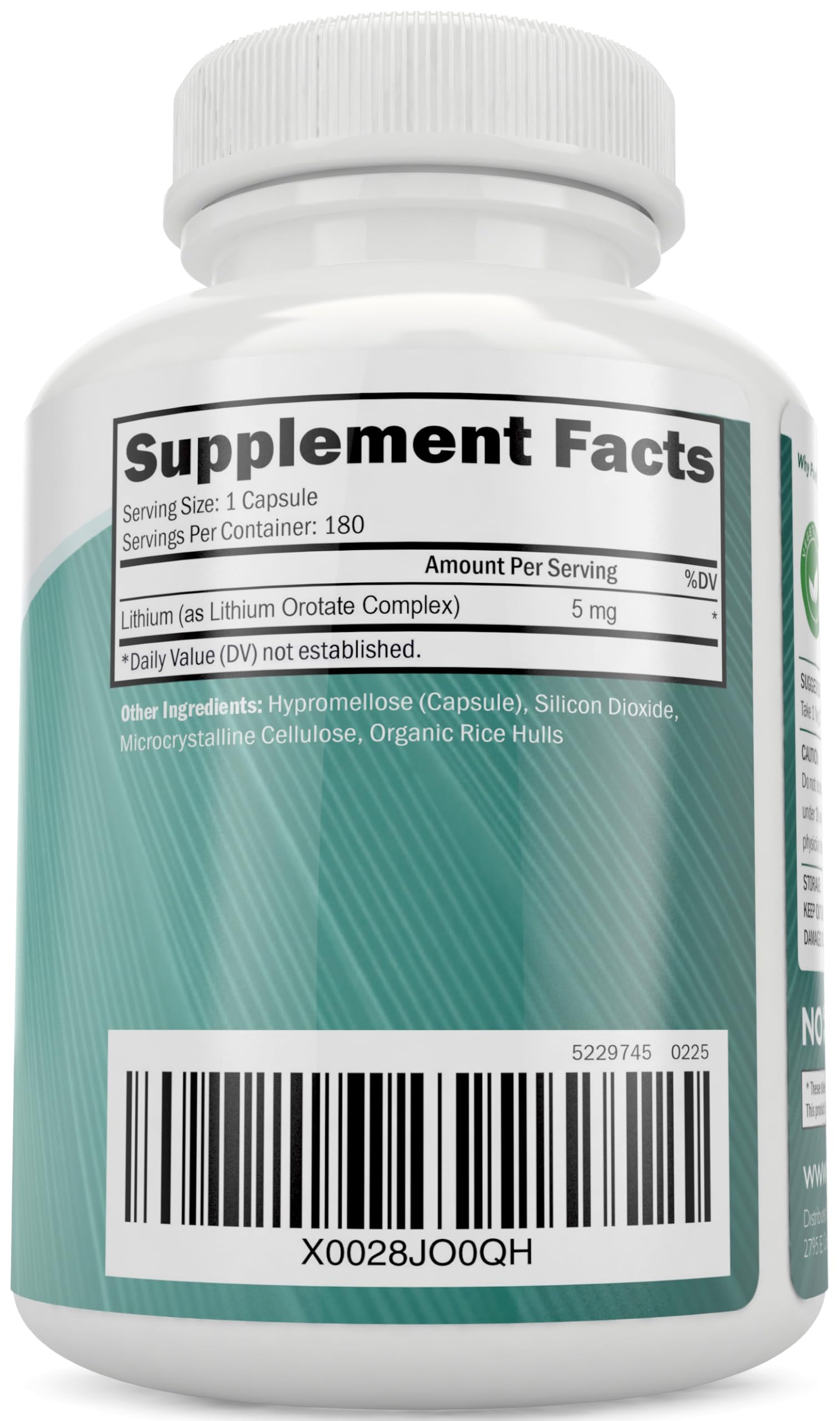 Purely Holistic Lithium Orotate 5mg Capsules ingredients list