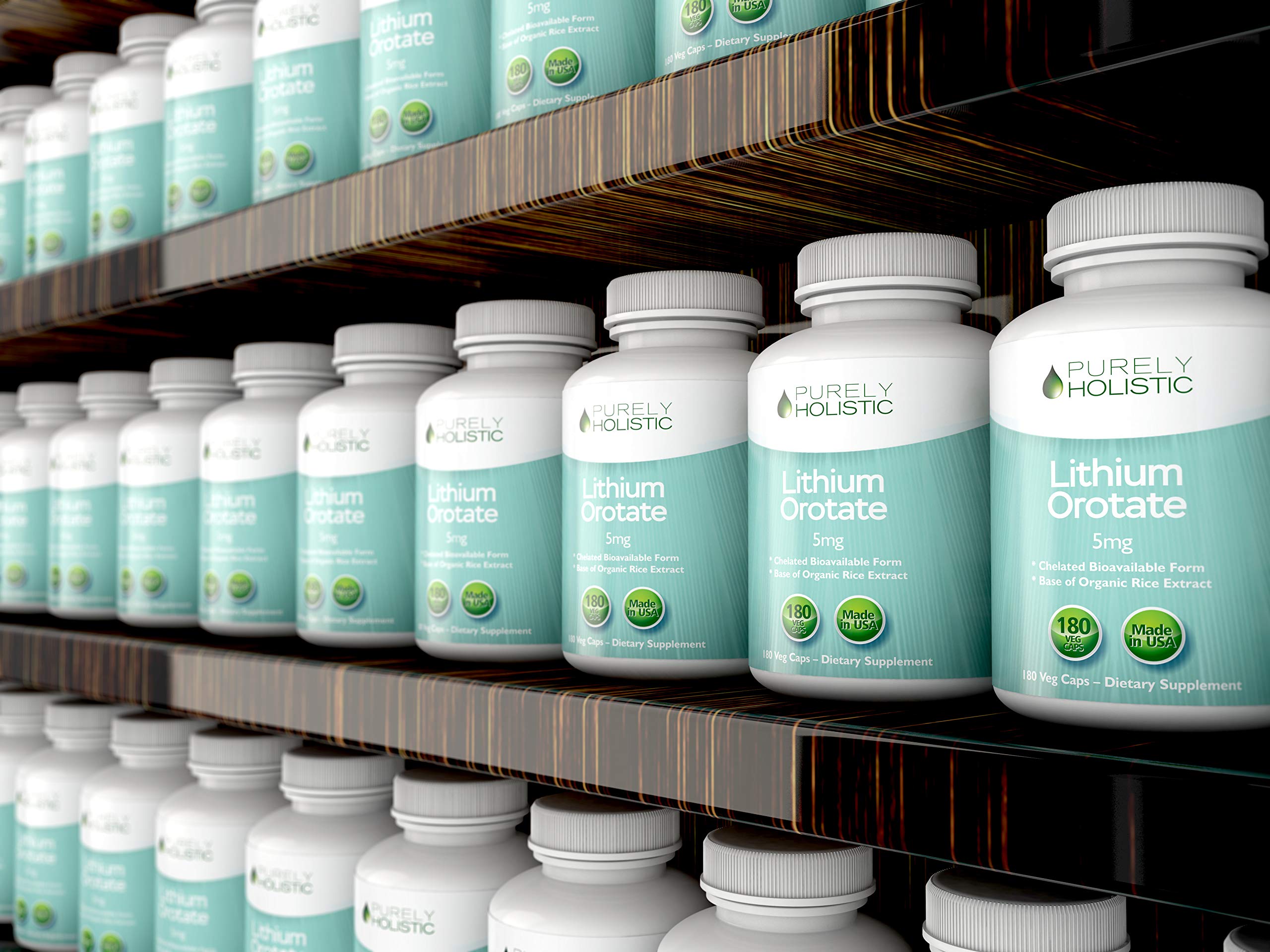 Purely Holistic Lithium Orotate 5mg Capsules with organic rice extract