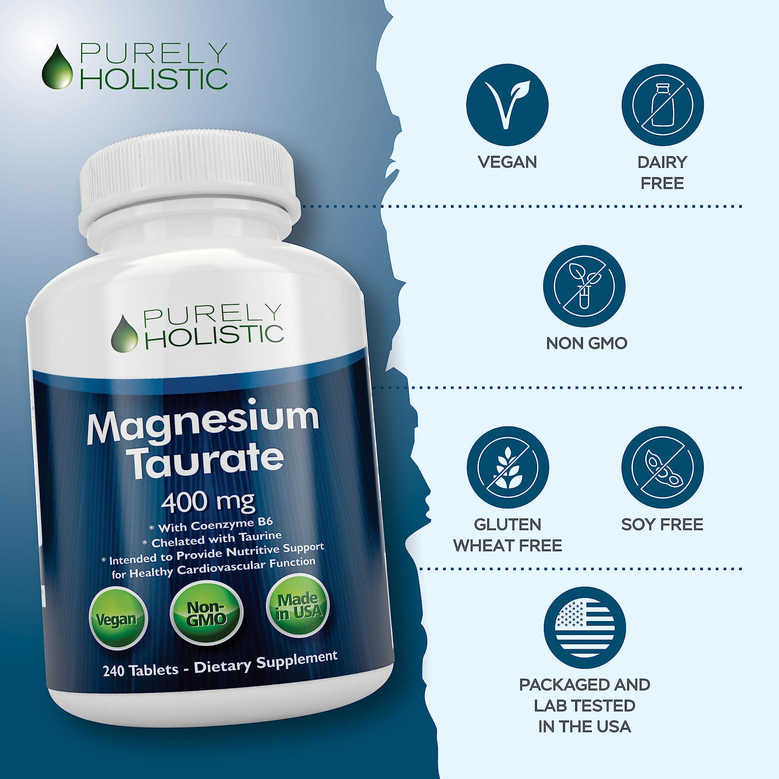 Purely Holistic Magnesium Taurate bottle with label
