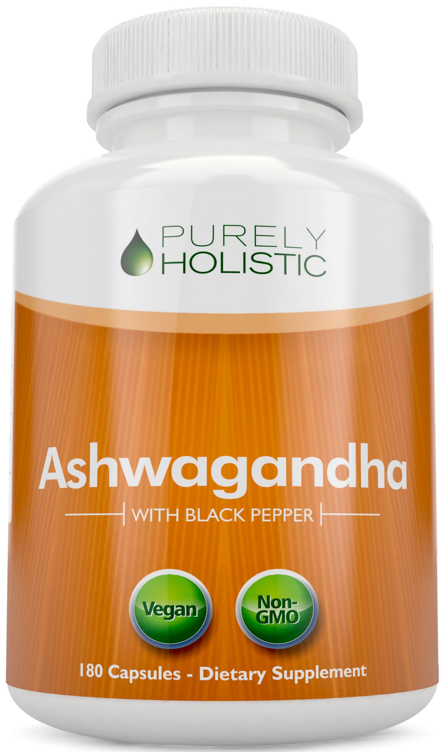 Purely Holistic Organic Ashwagandha 1300mg capsules front view