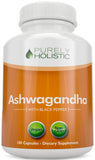 Purely Holistic Organic Ashwagandha 1300mg capsules front view