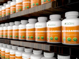 Purely Holistic Organic Ashwagandha 1300mg capsules on a wooden table