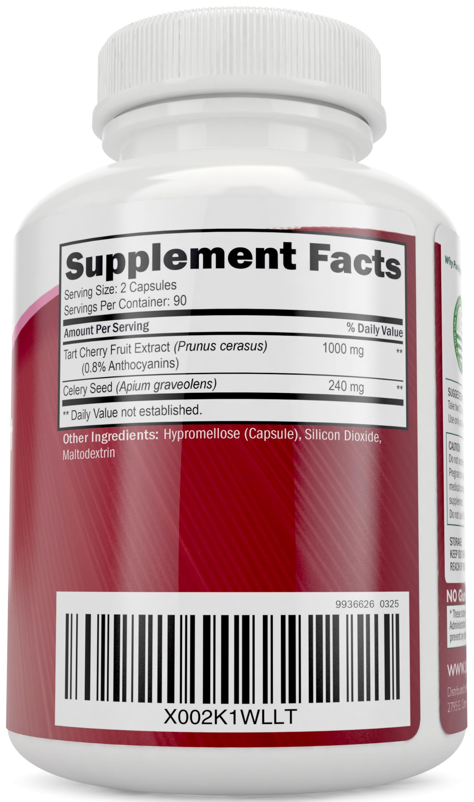 Purely Holistic Tart Cherry Extract Capsules side view