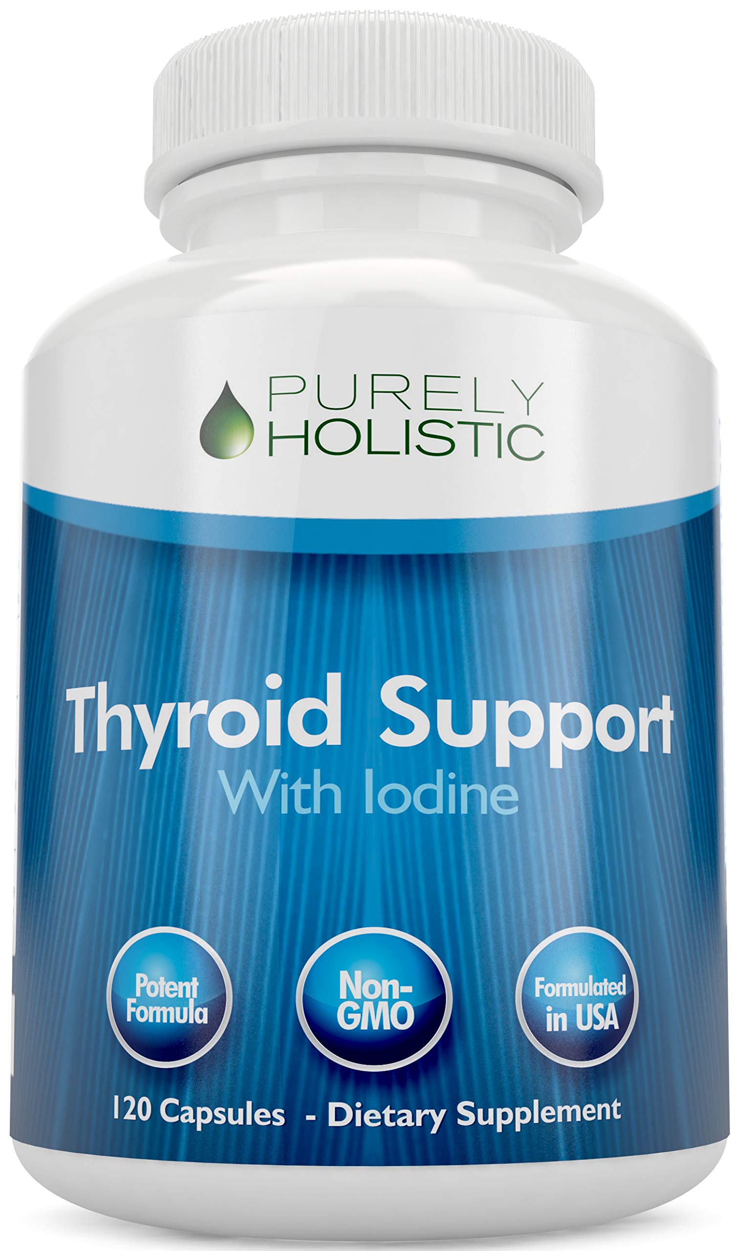 Purely Holistic Thyroid Support Supplement 120 capsules front view