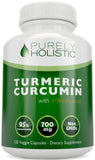 Purely Holistic Turmeric Curcumin 700mg supplement bottle front view