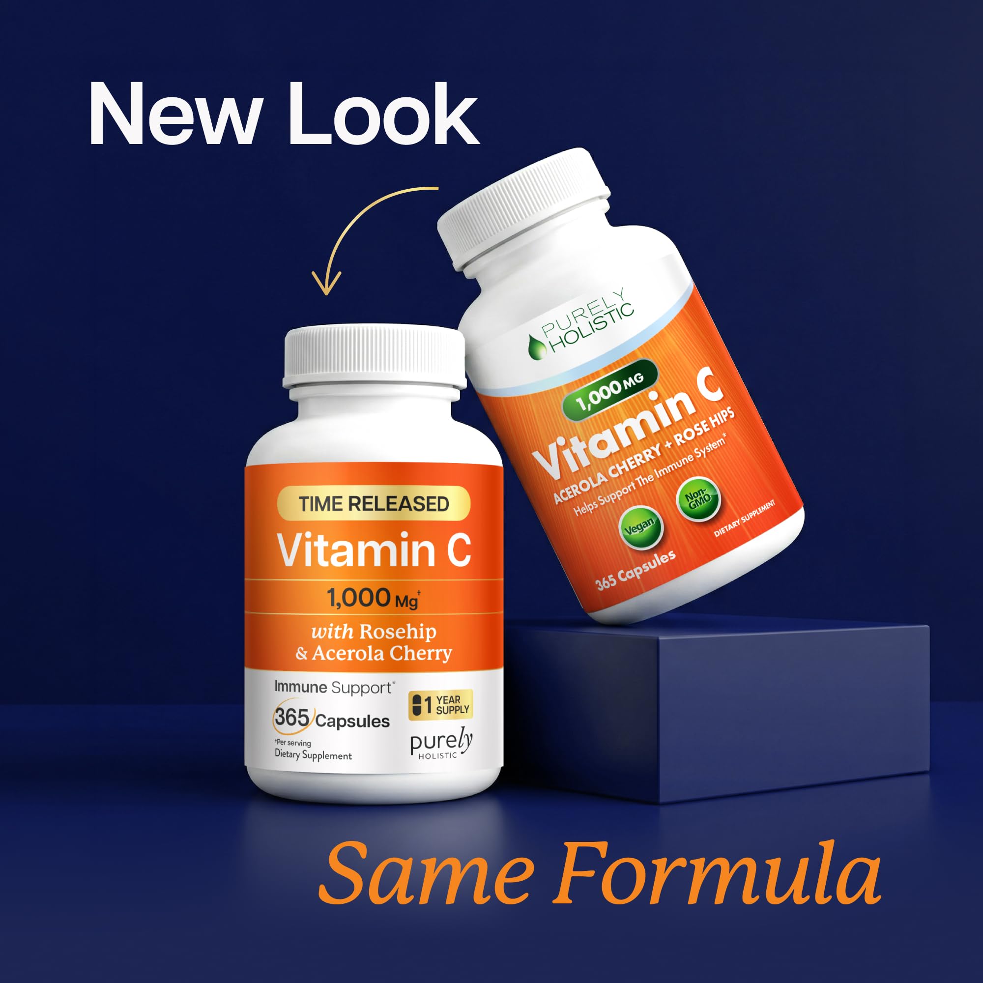 Purely Holistic Vitamin C 1000mg capsules side view
