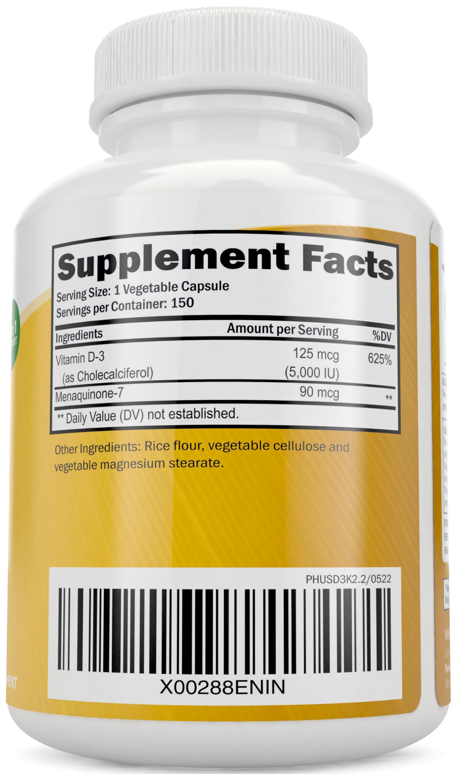 Purely Holistic Vitamin D3 + K2 Capsules bottle with label