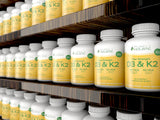 Purely Holistic Vitamin D3 + K2 Capsules on a wooden table