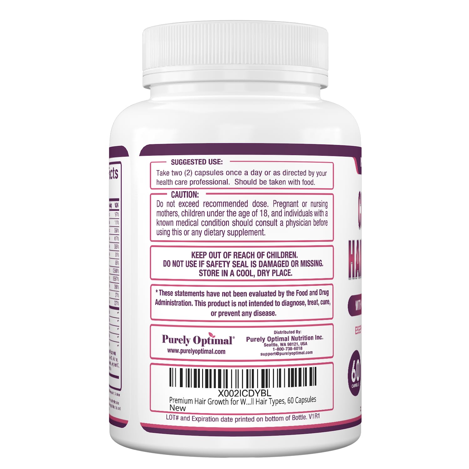 Purely Optimal Biotin Supplement with a measuring spoon