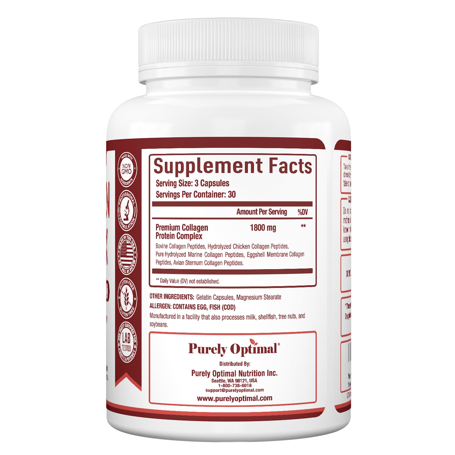 Purely Optimal Collagen Complex 1500mg on kitchen counter
