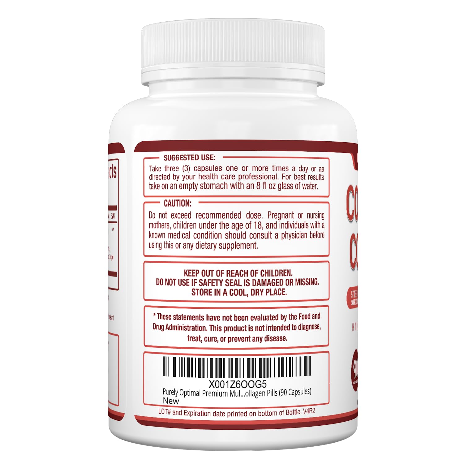 Purely Optimal Collagen Complex 1500mg packaging with measuring scoop