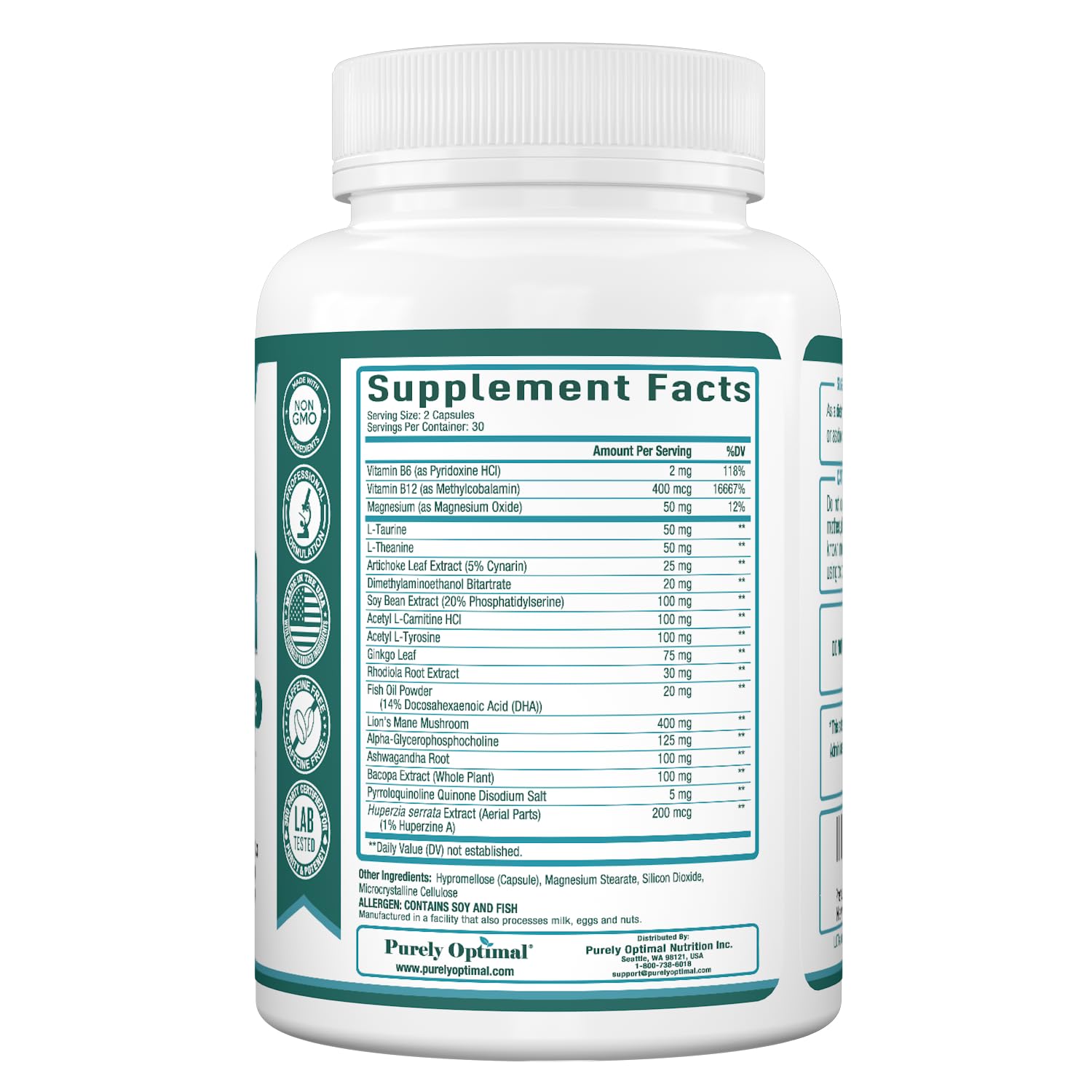 Purely Optimal Ginkgo Biloba Brain support capsules in a hand