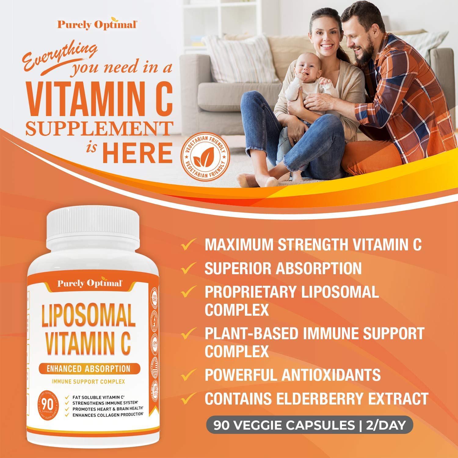 Purely Optimal Liposomal Vitamin C supplement back view