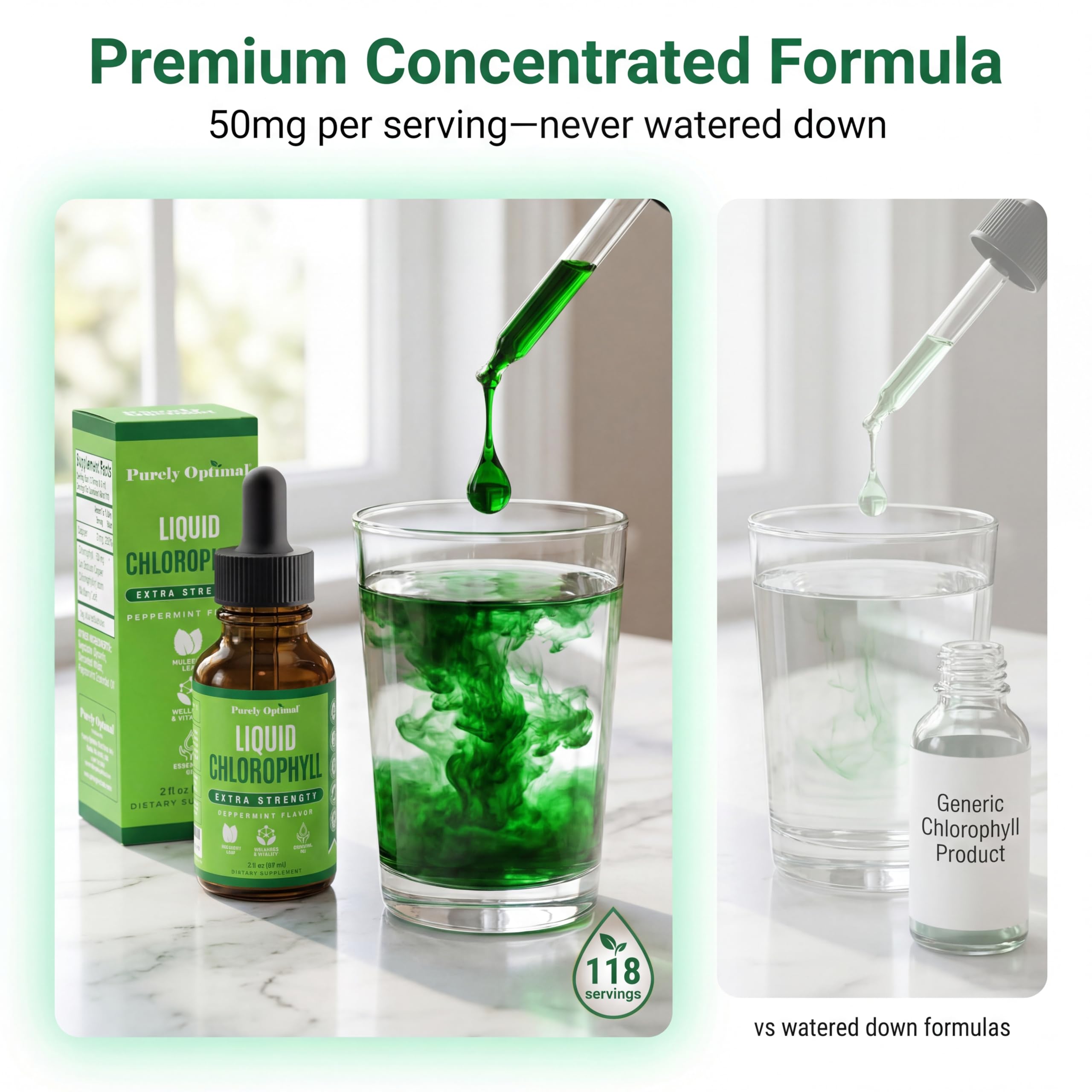 Purely Optimal Liquid Chlorophyll Mint 168g back view