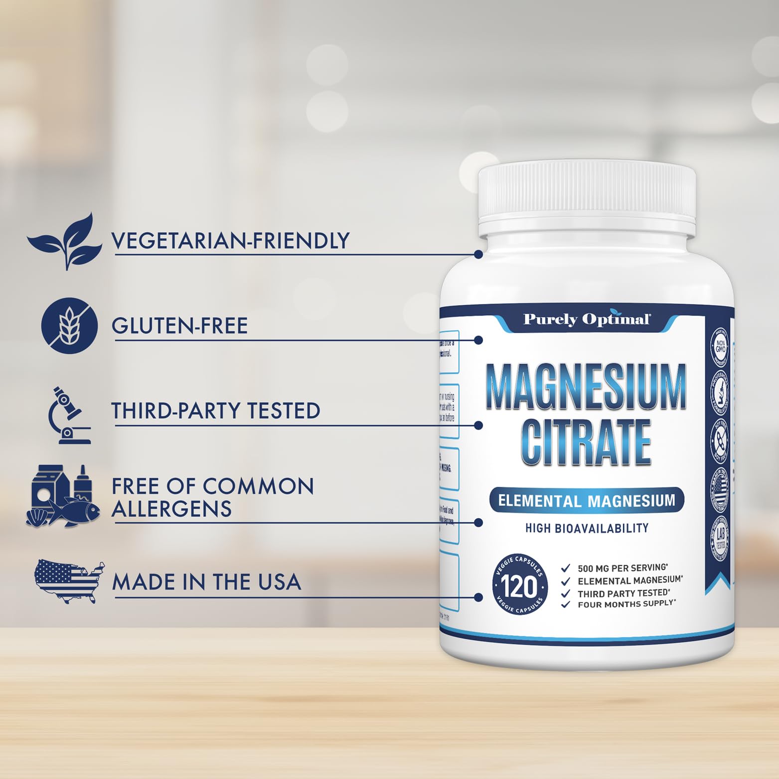 Purely Optimal Magnesium Citrate Capsules with measuring spoon