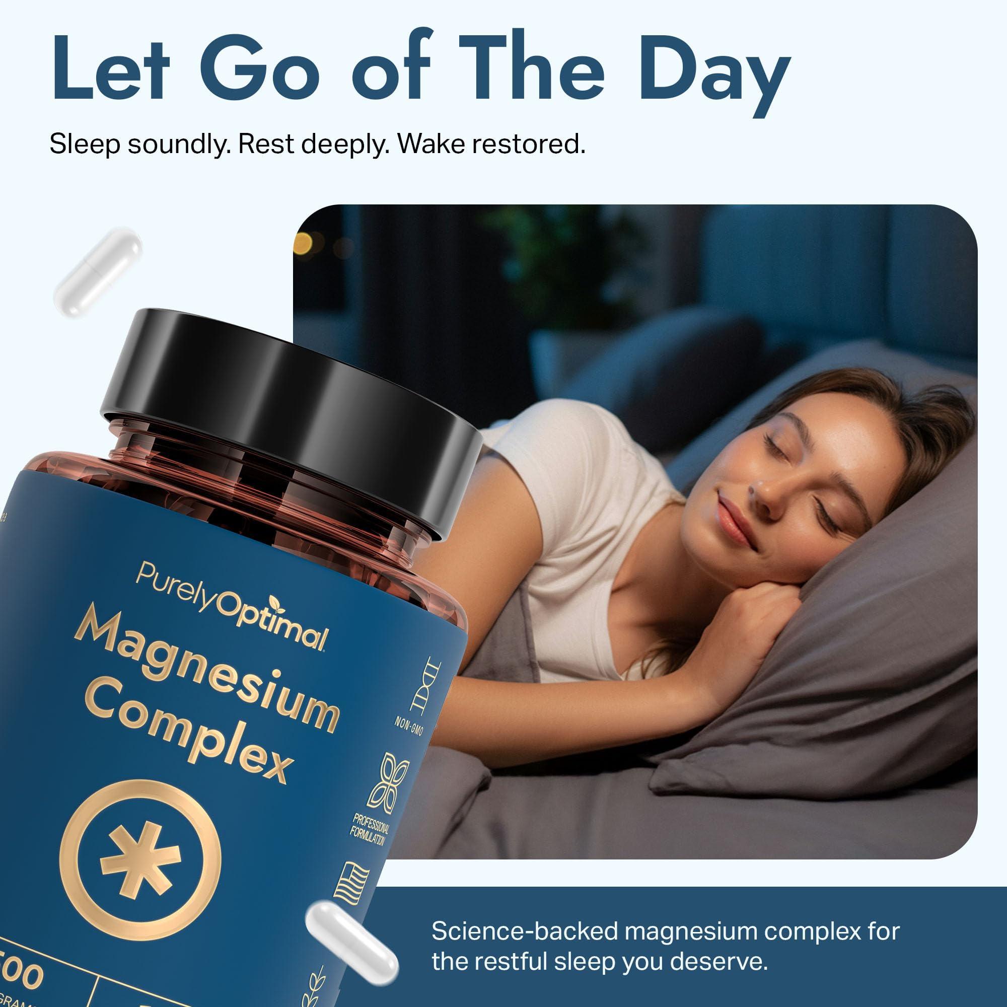Purely Optimal Magnesium Complex 200g side view showing capsule