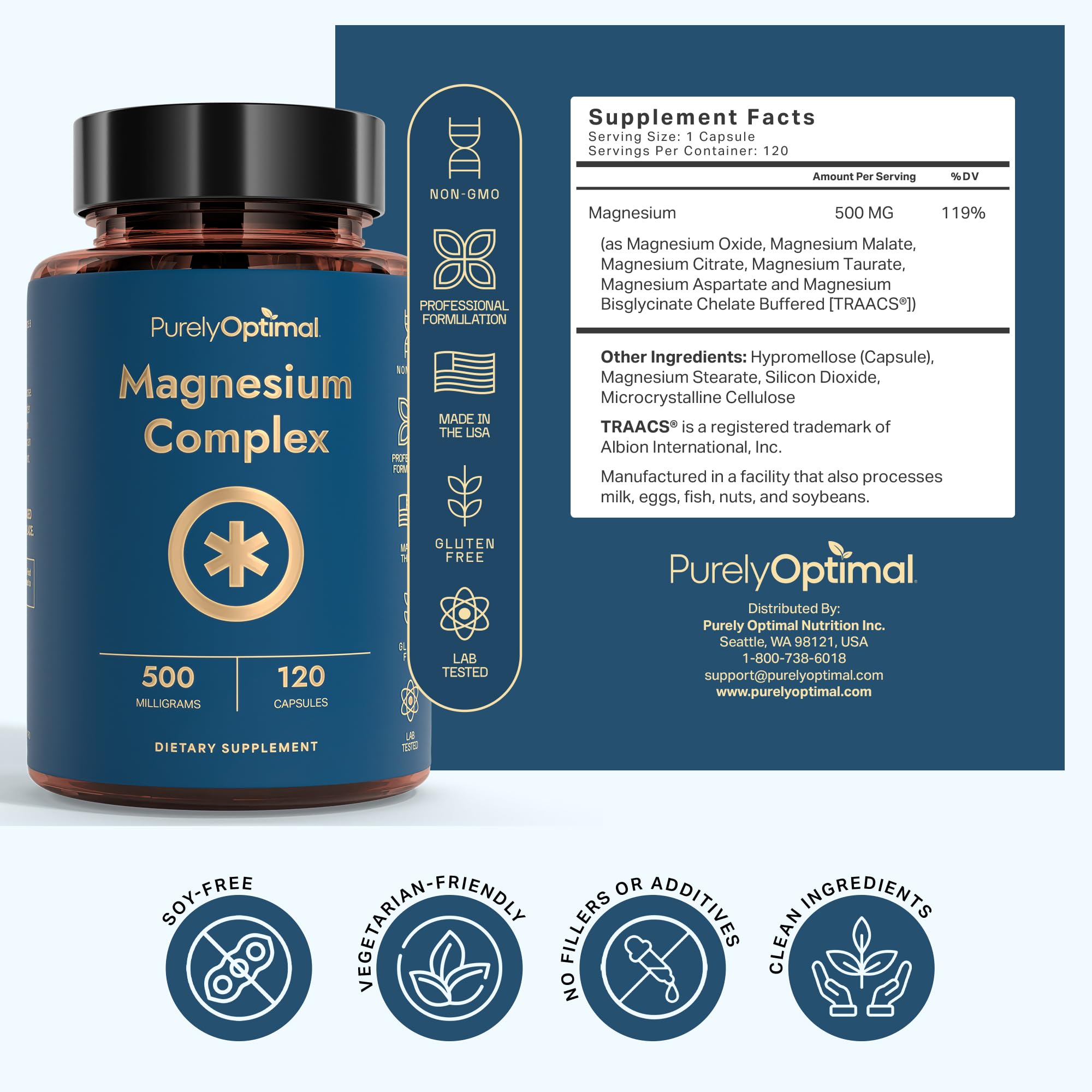 Purely Optimal Magnesium Complex 200g with a measuring spoon