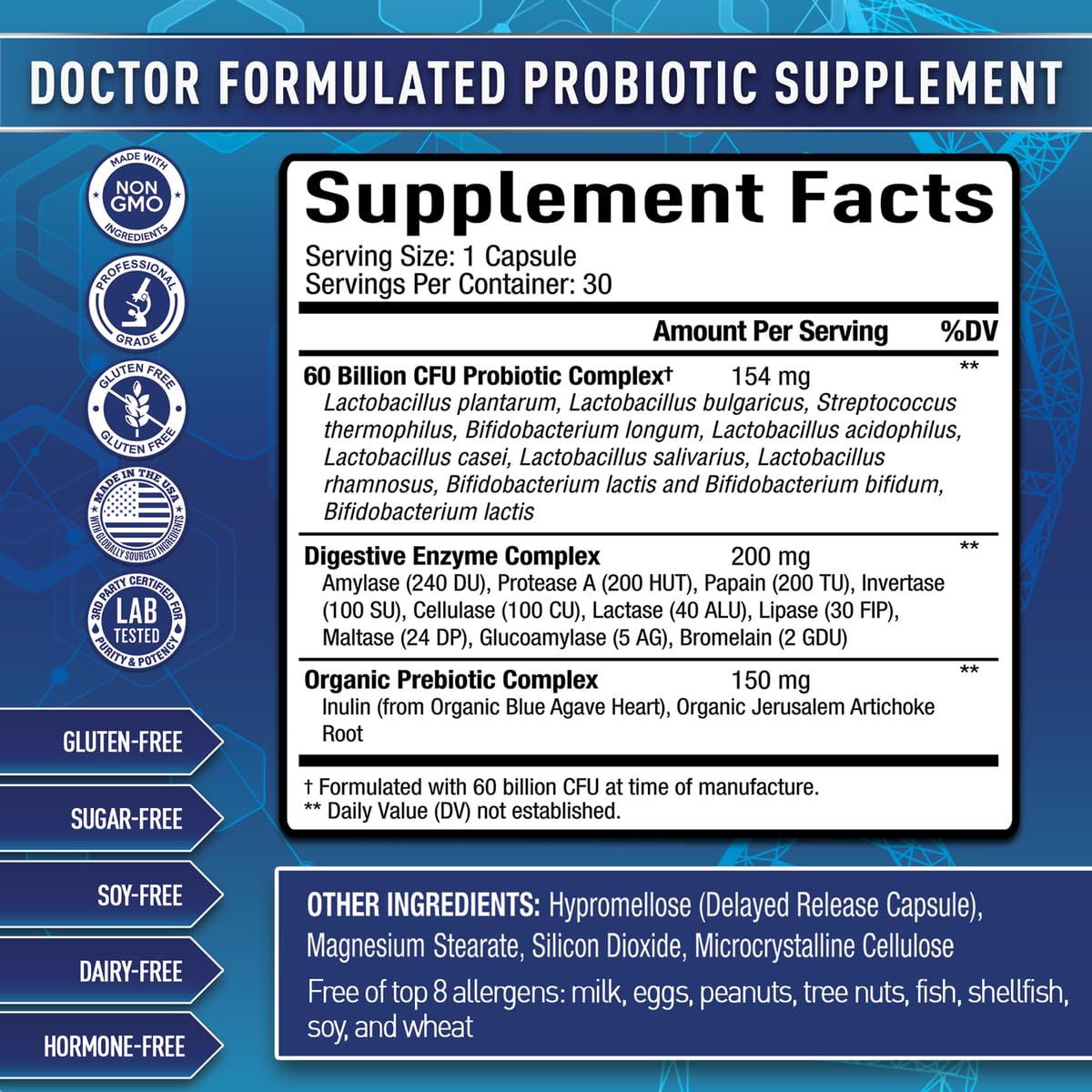Purely Optimal Probiotic Capsules 60 Billion CFU packaging