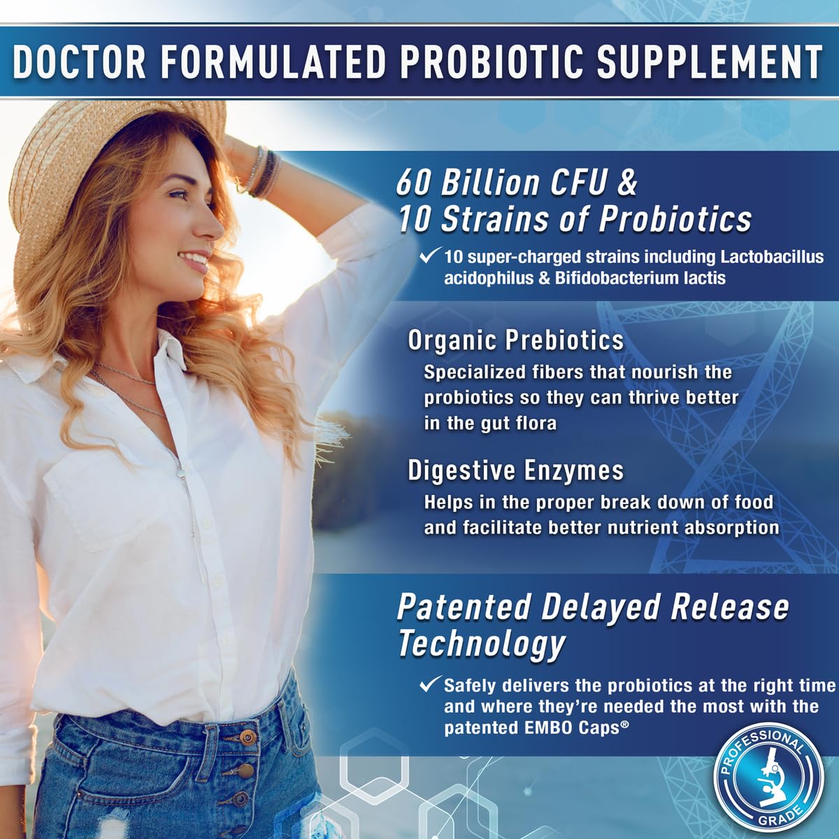 Purely Optimal Probiotic Capsules 60 Billion CFU side view