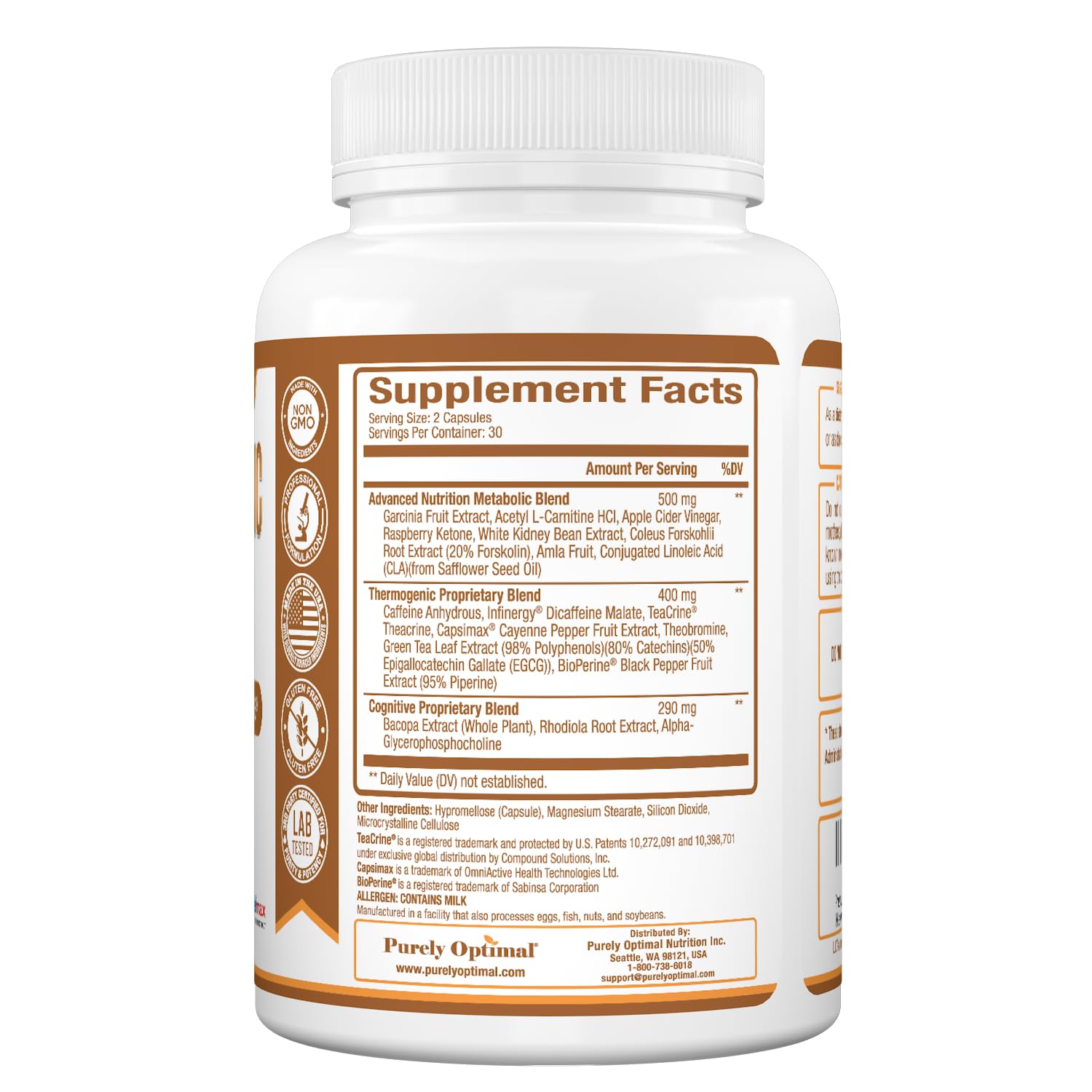 Purely Optimal Thermogenic Burner 400mg capsules with measuring spoon