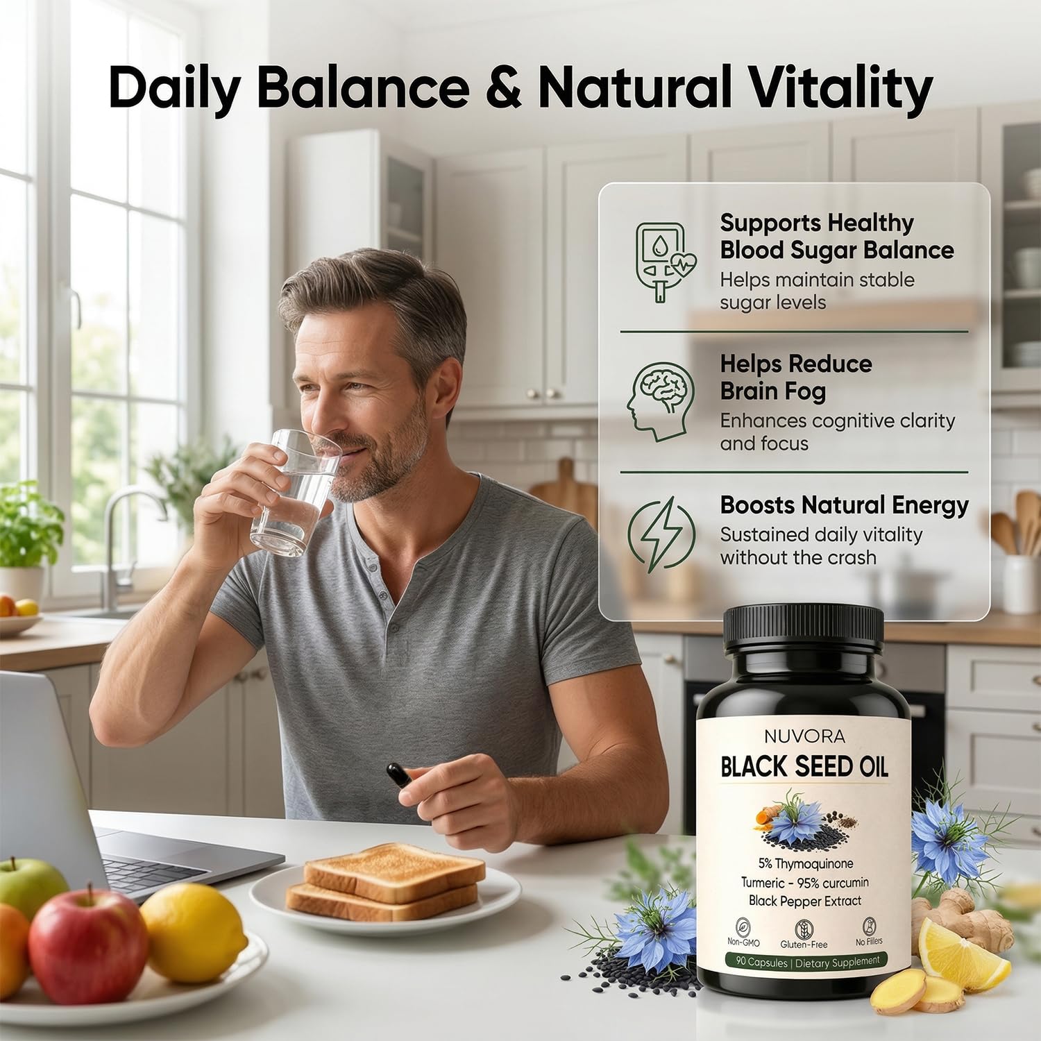 PURELYNUTRIENT Black Seed Oil Capsules bottle with label