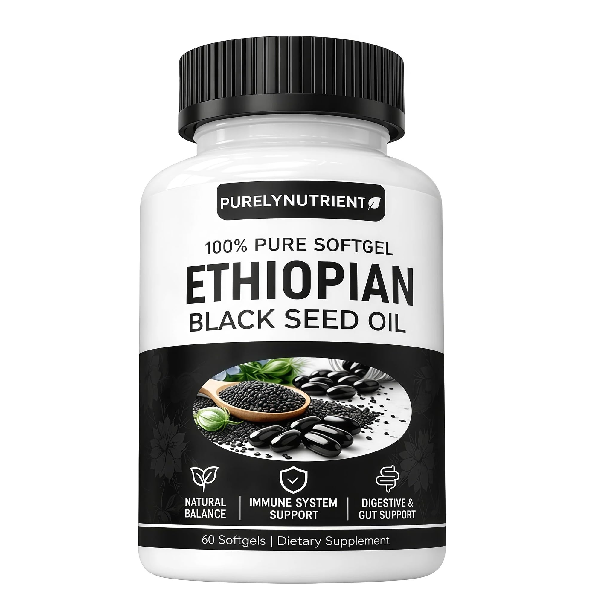 PURELYNUTRIENT Black Seed Oil Softgels front view