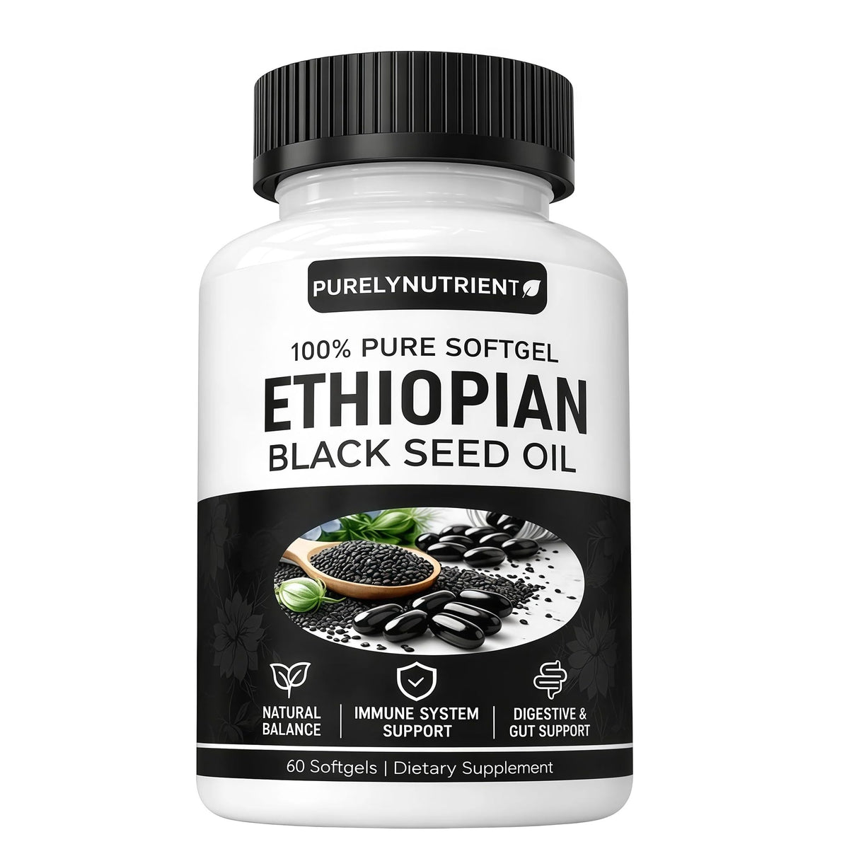 PURELYNUTRIENT Black Seed Oil Softgels front view