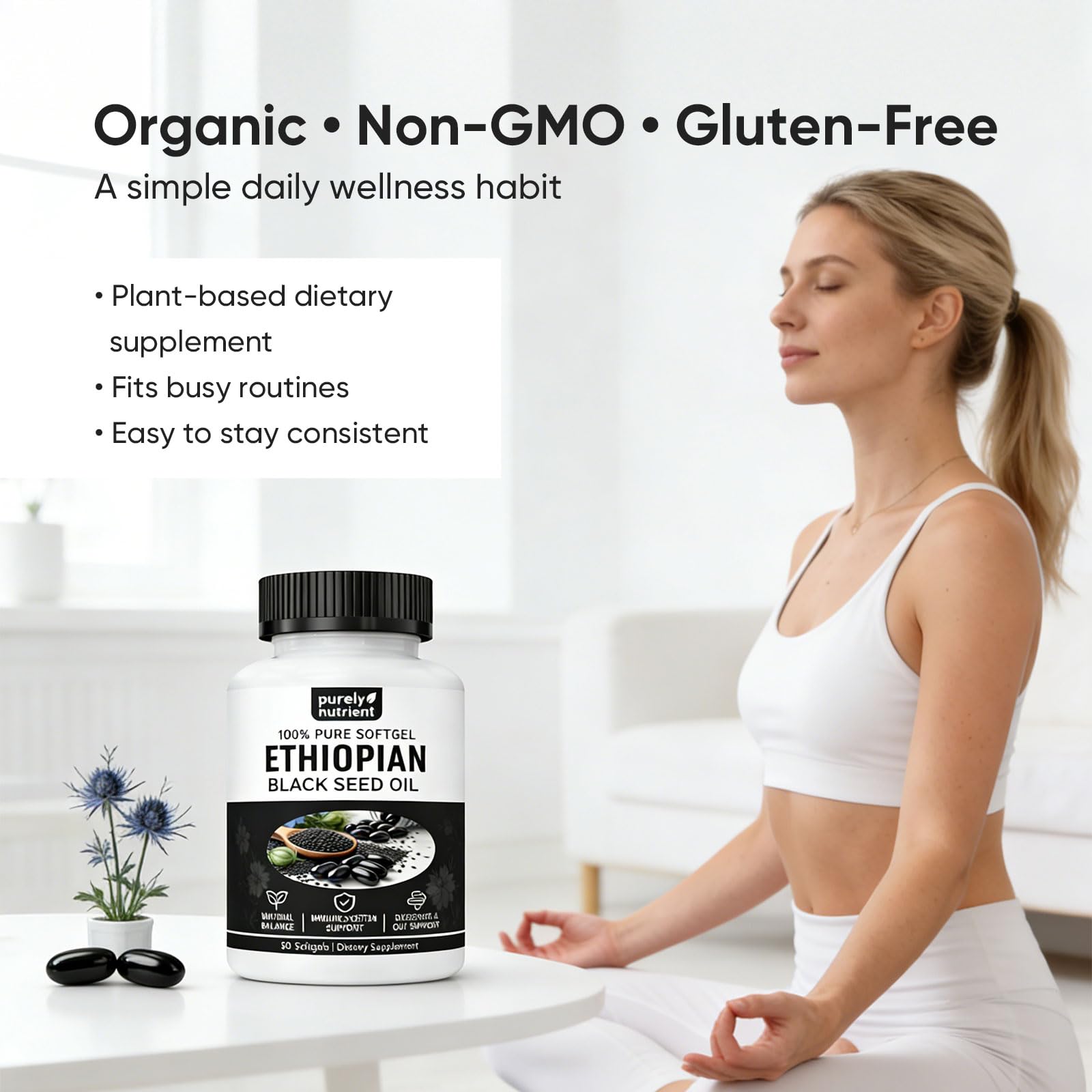 PURELYNUTRIENT Black Seed Oil Softgels side view