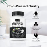 PURELYNUTRIENT Black Seed Oil Softgels with water glass